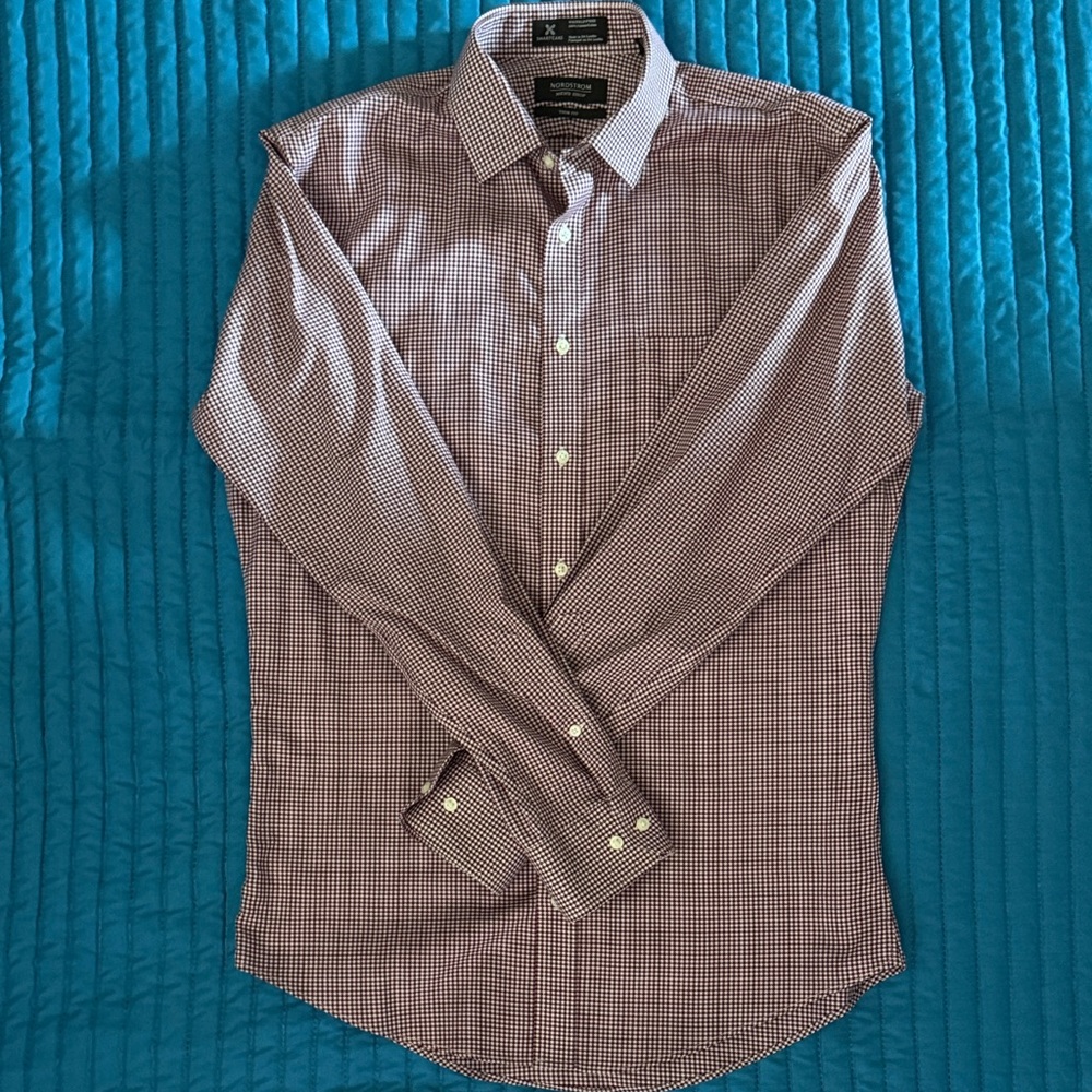 John W. Nordstrom Red and White Checkered Dress Shirt